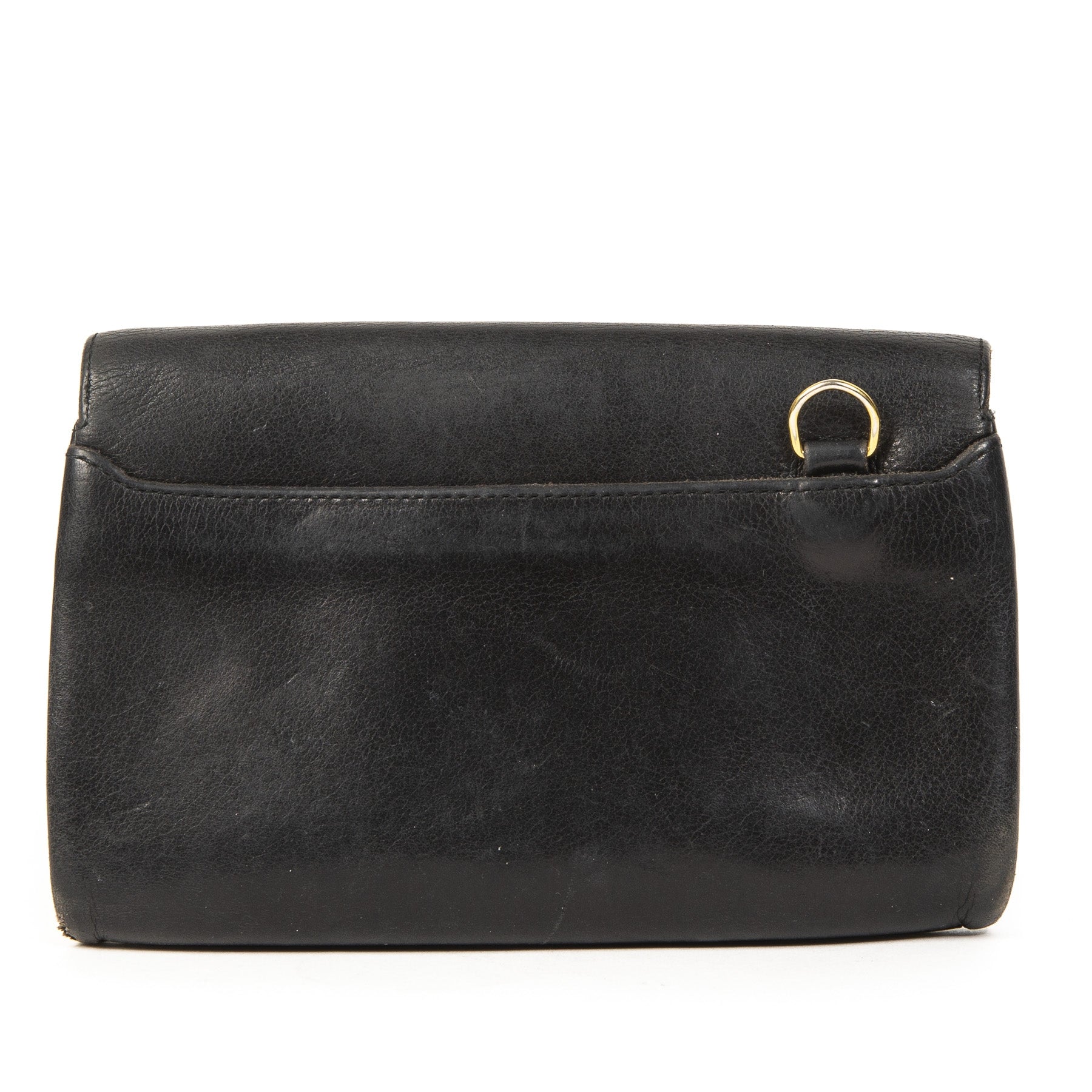 Authentieke tweedehands Delvaux Black Leather Wallet Silver D Logo juiste prijs veilig online winkelen LabelLOV webshop luxe merken winkelen Antwerpen België mode fashion