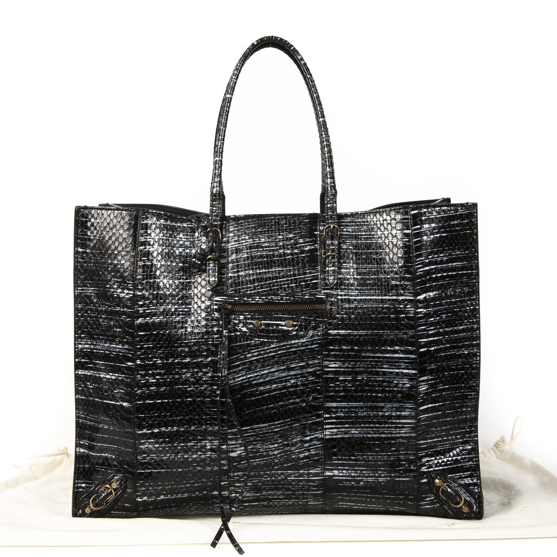 Balenciaga Black Papier A4 Python