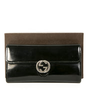Authentieke Tweedehands Gucci Black Patent Leather GG Wallet juiste prijs veilig online shoppen luxe merken webshop winkelen Antwerpen België