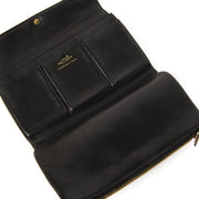 Authentieke tweedehands Delvaux Black Leather Wallet Silver D Logo juiste prijs veilig online winkelen LabelLOV webshop luxe merken winkelen Antwerpen België mode fashion
