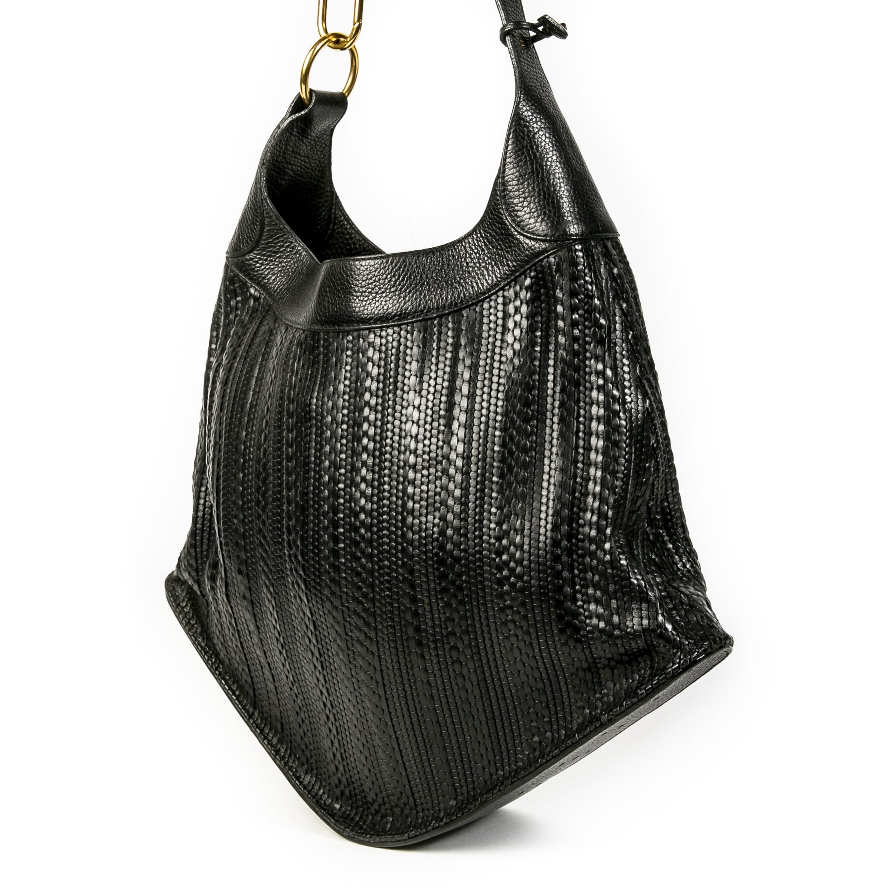 Authentieke tweedehands vintage Delvaux Toile De Cuir Satan Shoulder Bag koop online webshop LabelLOV