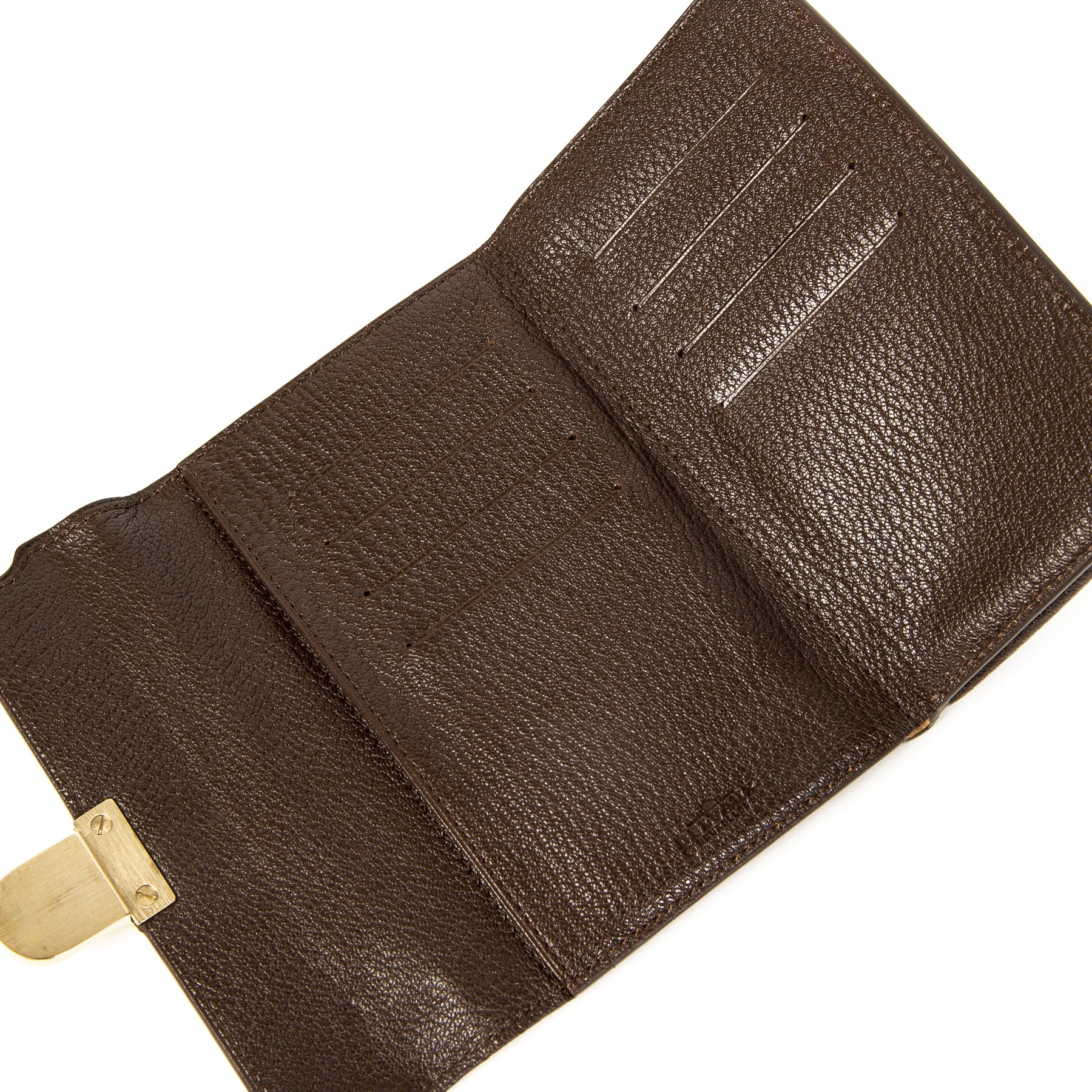 Authentieke Tweedehands Delvaux Brown Leather Wallet juiste prijs veilig online shoppen luxe merken webshop mode fashion winkelen Antwerpen België
