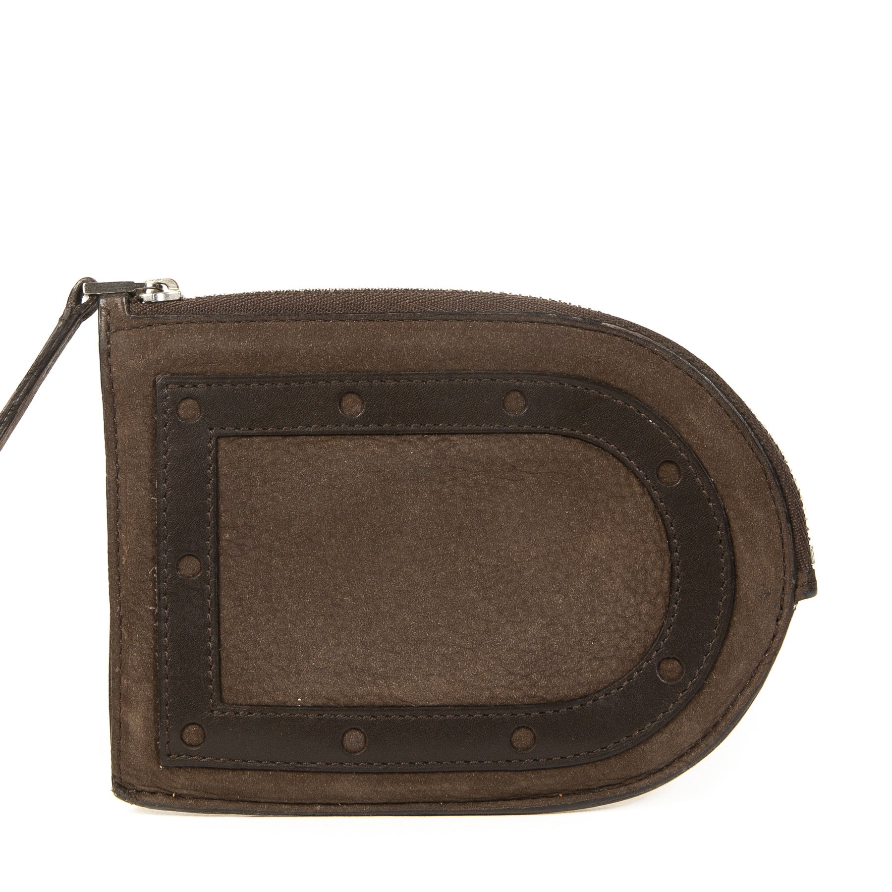 Authentieke Tweedehands Delvaux Brown Nubuck D Wallet juiste prijs veilig online shoppen luxe merken webshop winkelen Antwerpen België