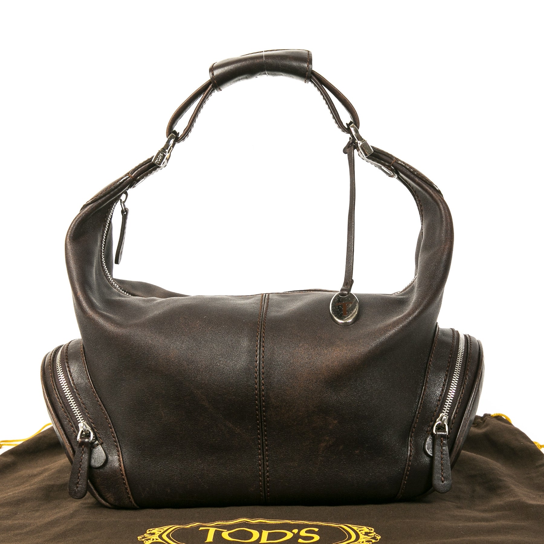 Authentique seconde main vintage Tods Brown Hobo Bag achète en ligne webshop LabelLOV