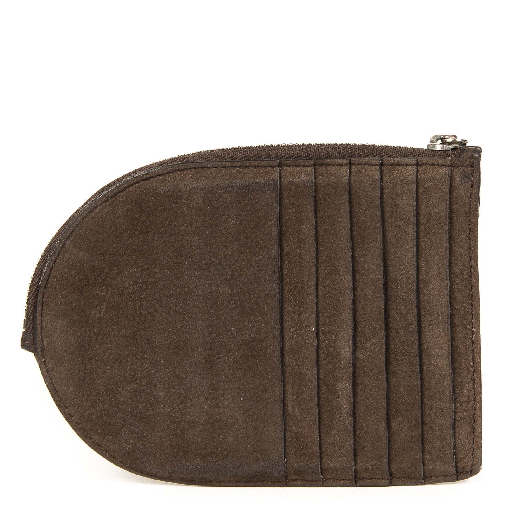 Authentieke Tweedehands Delvaux Brown Nubuck D Wallet juiste prijs veilig online shoppen luxe merken webshop winkelen Antwerpen België