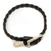 Authentieke tweedehands Delvaux black woven leather bracelet silver D juiste prijs veilig winkelen LabelLOV webshop luxe merken winkelen Antwerpen België mode fashion