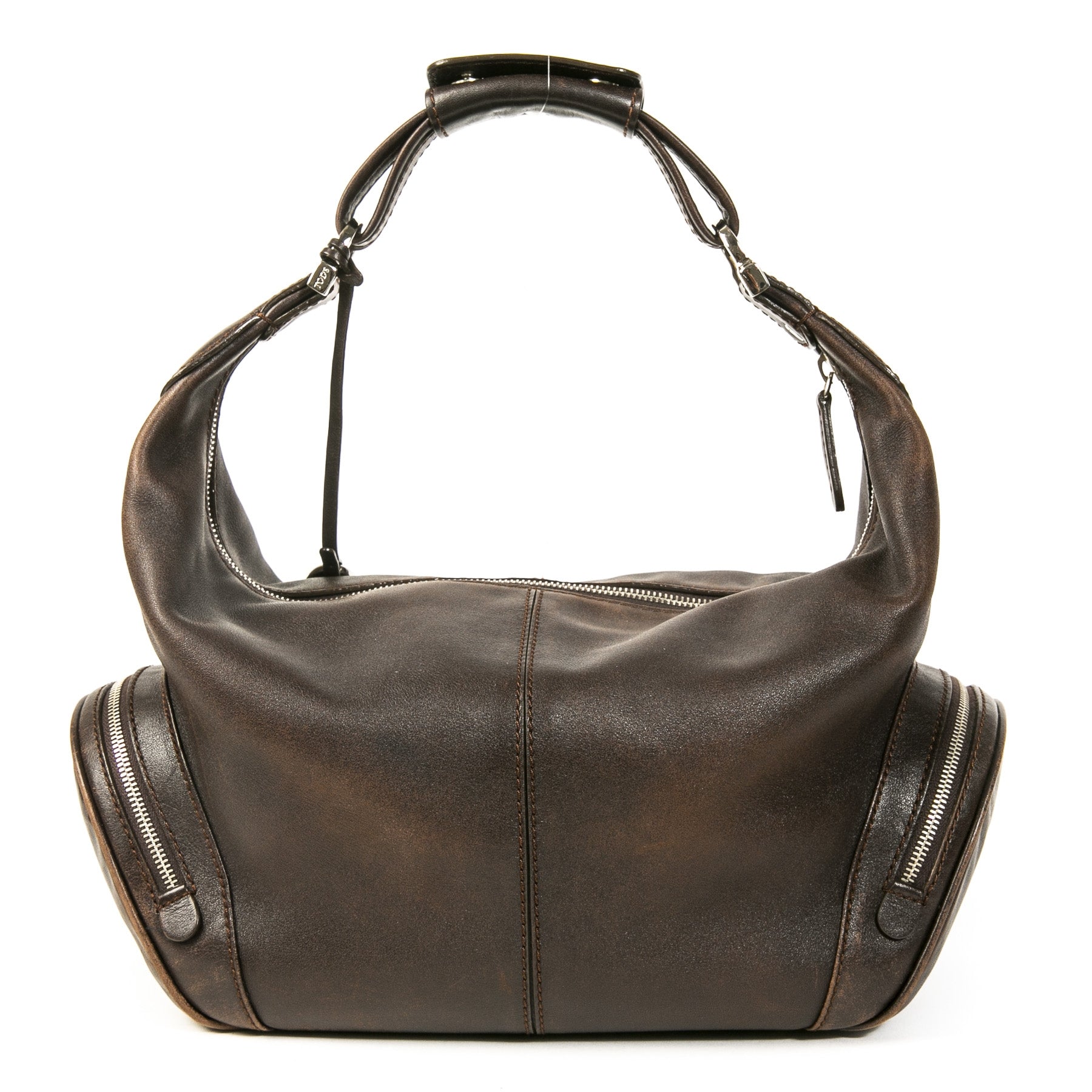 Authentic second-hand vintage Tods Brown Hobo Bag buy online webshop LabelLOV