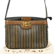 Delvaux Toile de Cuir Brown and Blue Bag