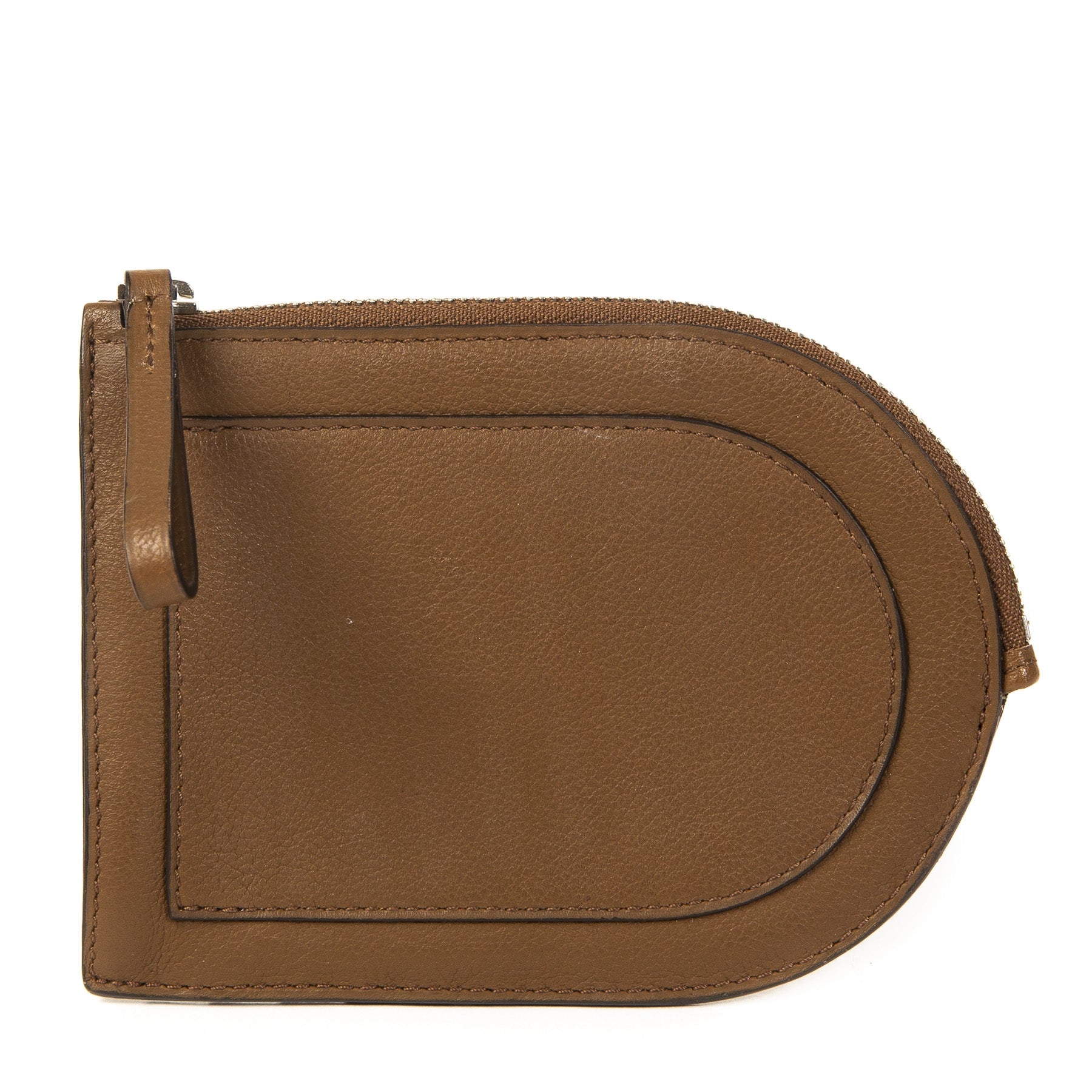 Authentieke Tweedehands Delvaux Camel D Coin Purse juiste prijs veilig online shoppen luxe merken webshop mode fashion winkelen Antwerpen België