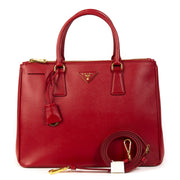 Authentieke Tweedehands Prada Red Leather Top Handle Bag + Strap juiste prijs veilig online shoppen luxe merken webshop winkelen Antwerpen België mode fashion