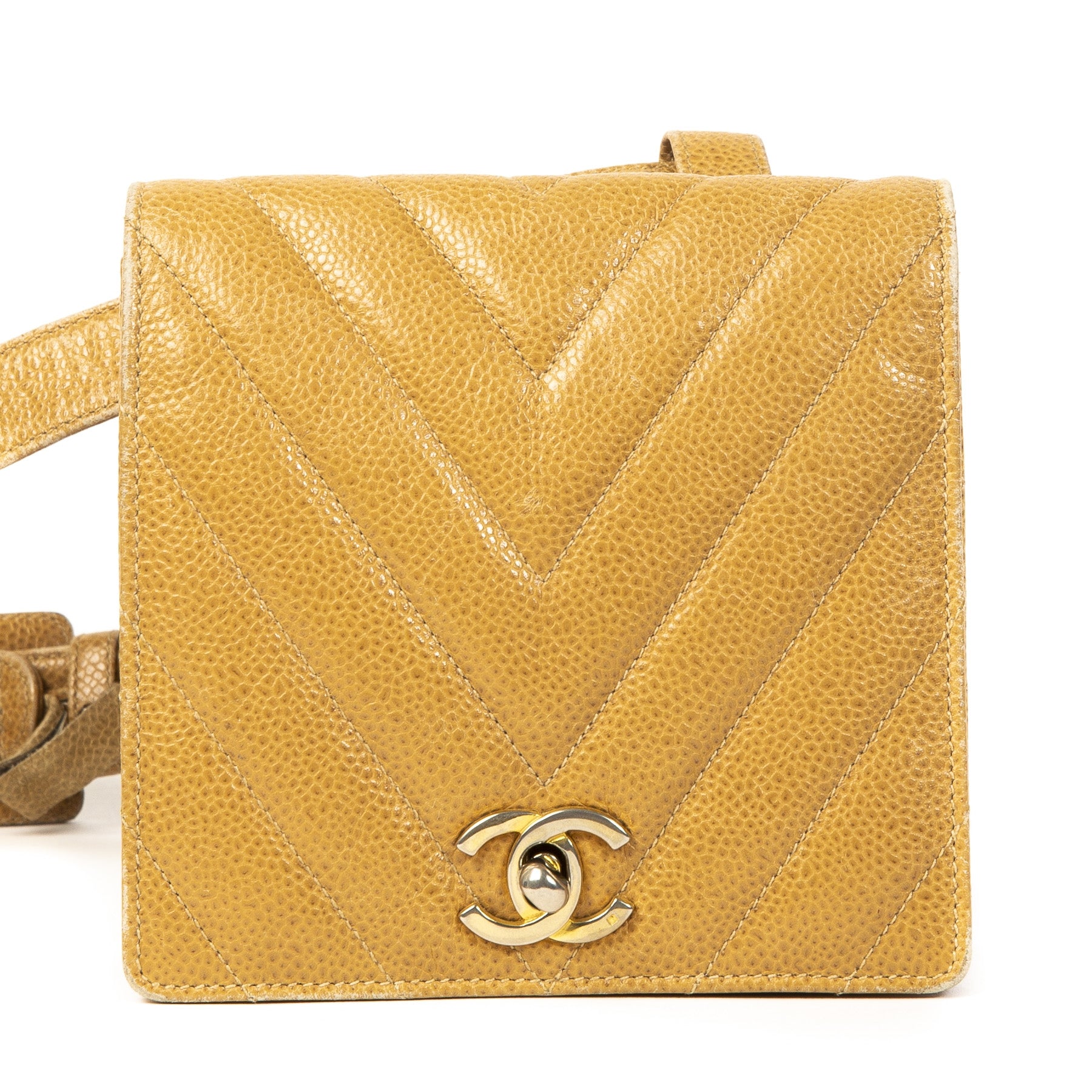 Authentieke Tweedehands Chanel Cognac Leather Square Belt Bag juiste prijs veilig online shoppen webshop luxe merken winkelen Antwerpen België