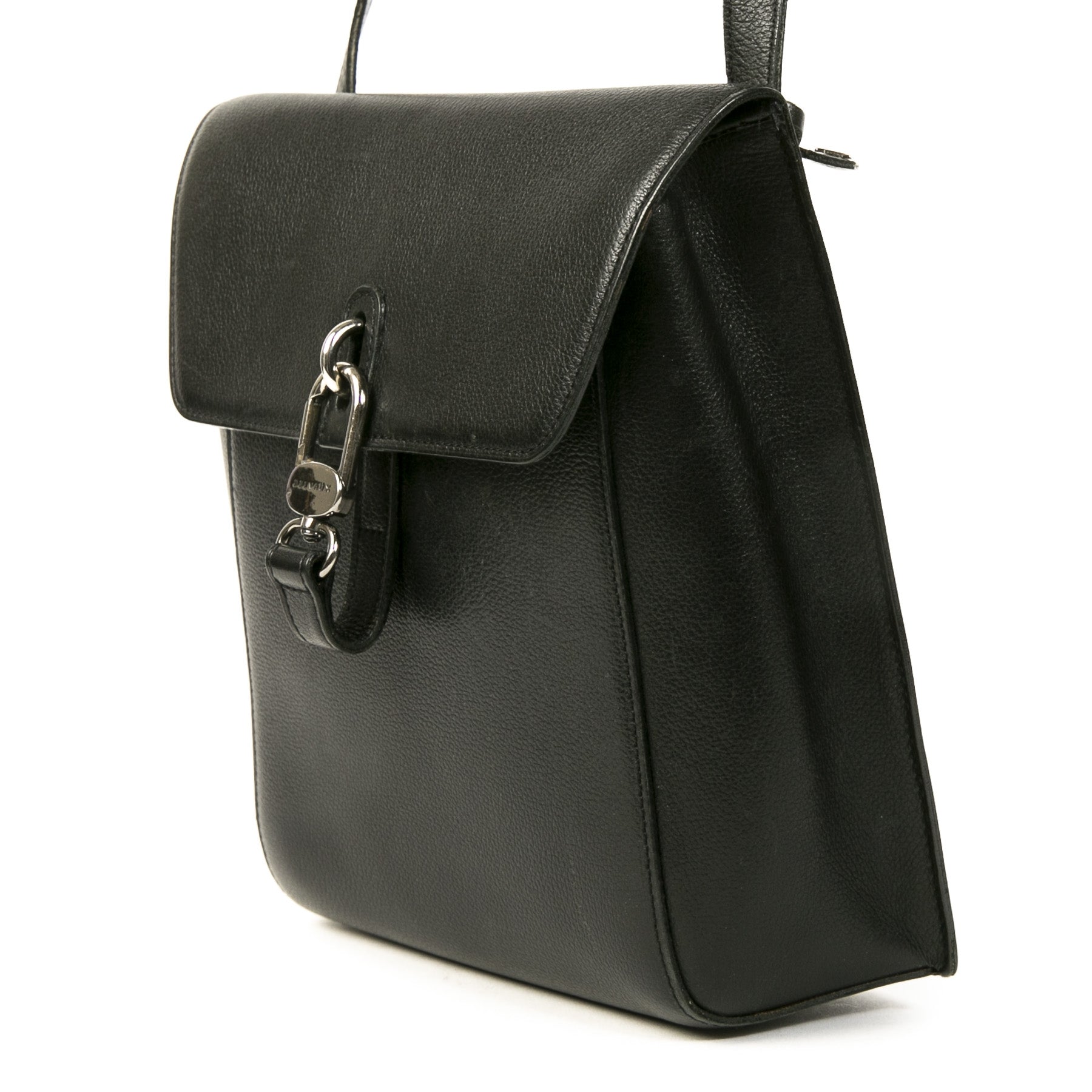 Authentieke Tweedehands Delvaux Black Leather Front Flap Crossbody Bag juiste prijs veilig online shoppen luxe merken webshop winkelen Antwerpen België mode fashion