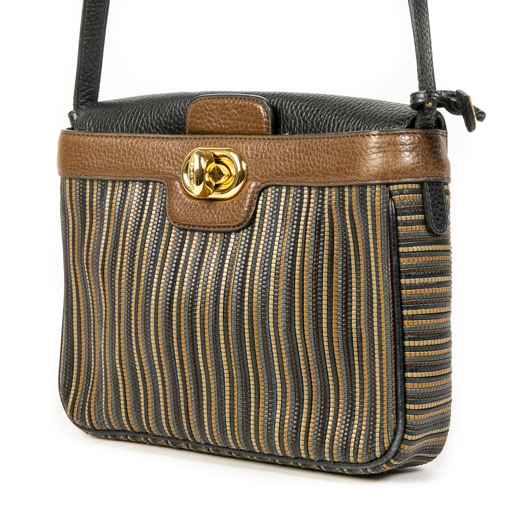 We buy and sell your authentic Delvaux Toile de Cuir Brown and Blue Bag