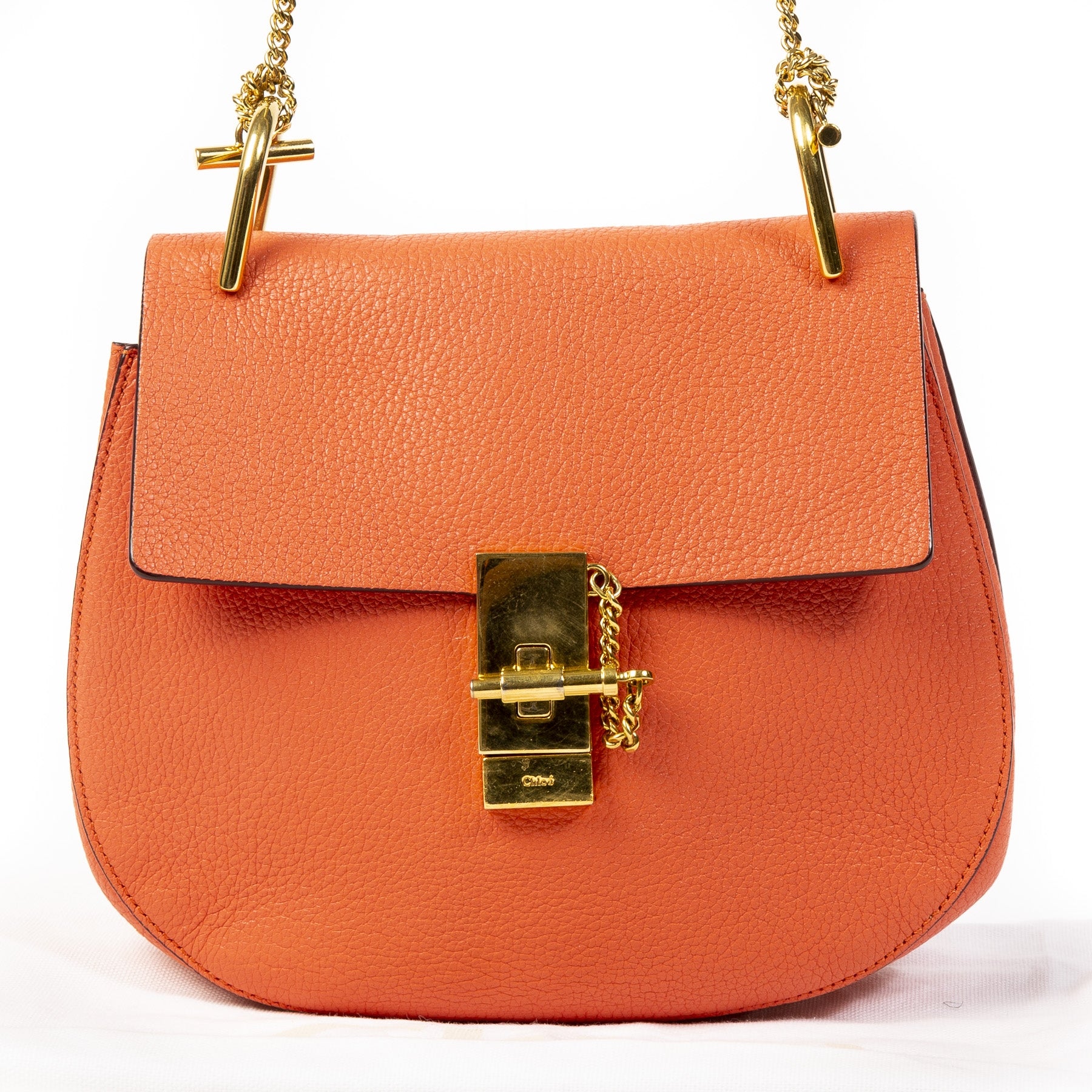 Authentieke tweedehands Chloé Drew Orange Shoulder Bag juiste prijs veilig online winkelen LabelLOV webshop luxe merken winkelen Antwerpen België mode fashion