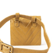 Authentieke Tweedehands Chanel Cognac Leather Square Belt Bag juiste prijs veilig online shoppen webshop luxe merken winkelen Antwerpen België