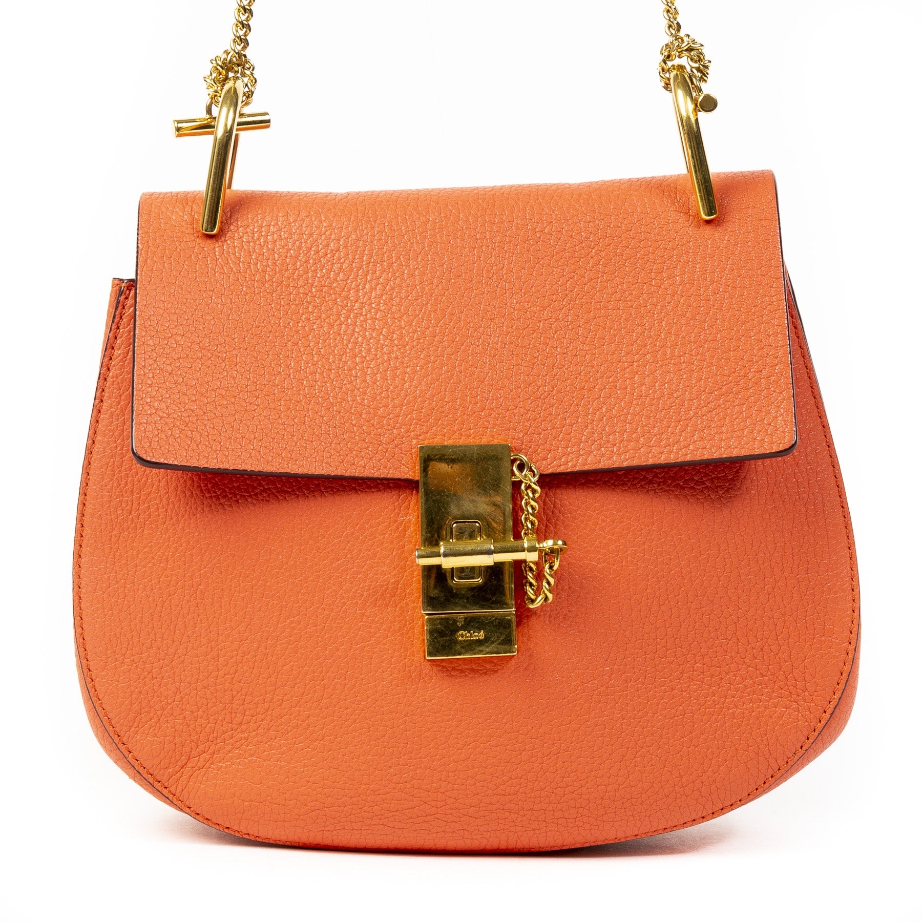 Authentieke tweedehands Chloé Drew Orange Shoulder Bag juiste prijs veilig online winkelen LabelLOV webshop luxe merken winkelen Antwerpen België mode fashion
