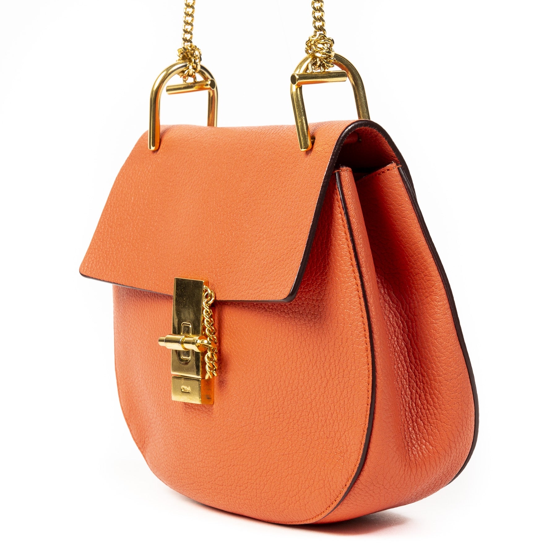 Authentieke tweedehands Chloé Drew Orange Shoulder Bag juiste prijs veilig online winkelen LabelLOV webshop luxe merken winkelen Antwerpen België mode fashion