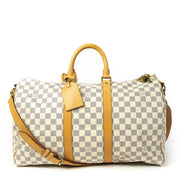 Authentic second-hand vintage Louis Vuitton Keepall Bandoulière Damier Azur 45 buy online webshop LabelLOV