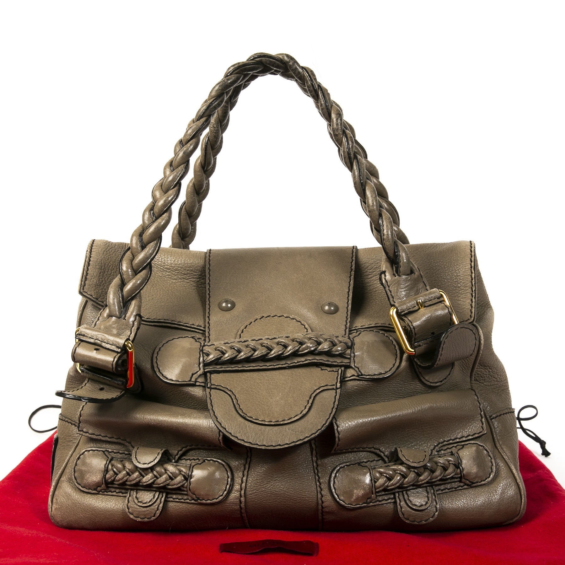 Authentic second-hand vintage Valentino Grey Histoire Shoulder Bag buy online webshop LabelLOV