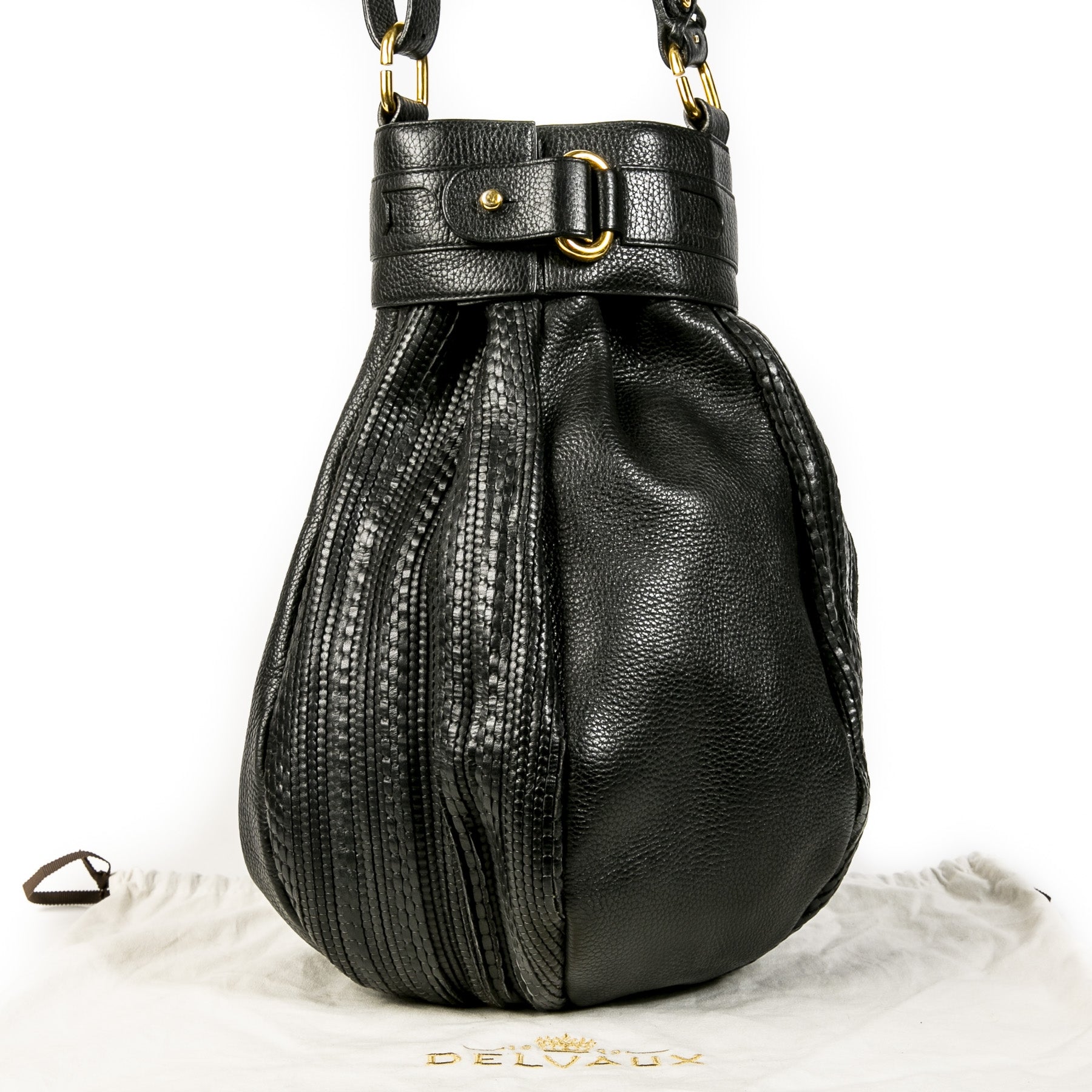 Authentic second-hand vintage Delvaux Toile De Cuir Long Bucket Bag buy online webshop LabelLOV