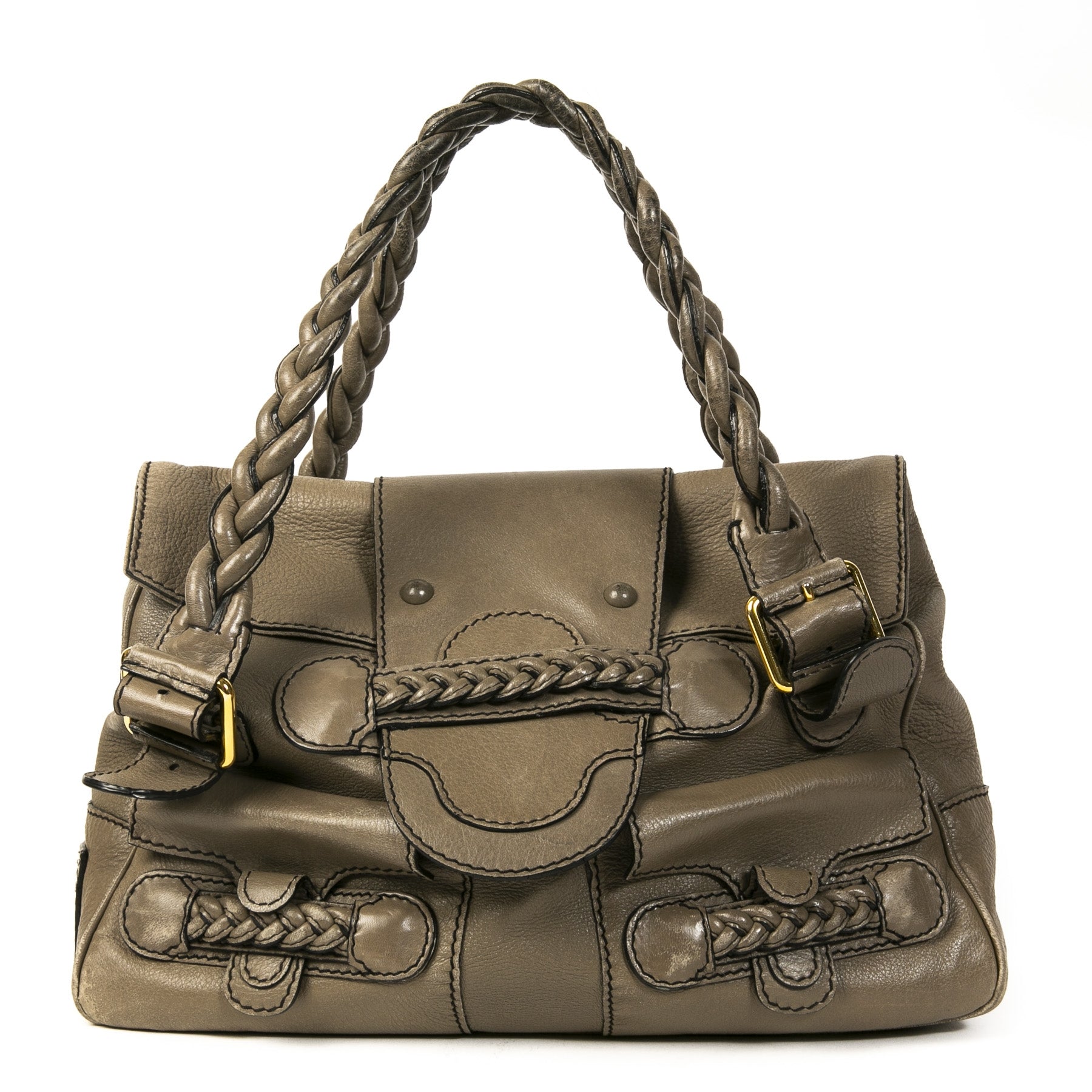 Authentieke tweedehans vintage Valentino Grey Histoire Shoulder Bag koop online webshop LabelLOV