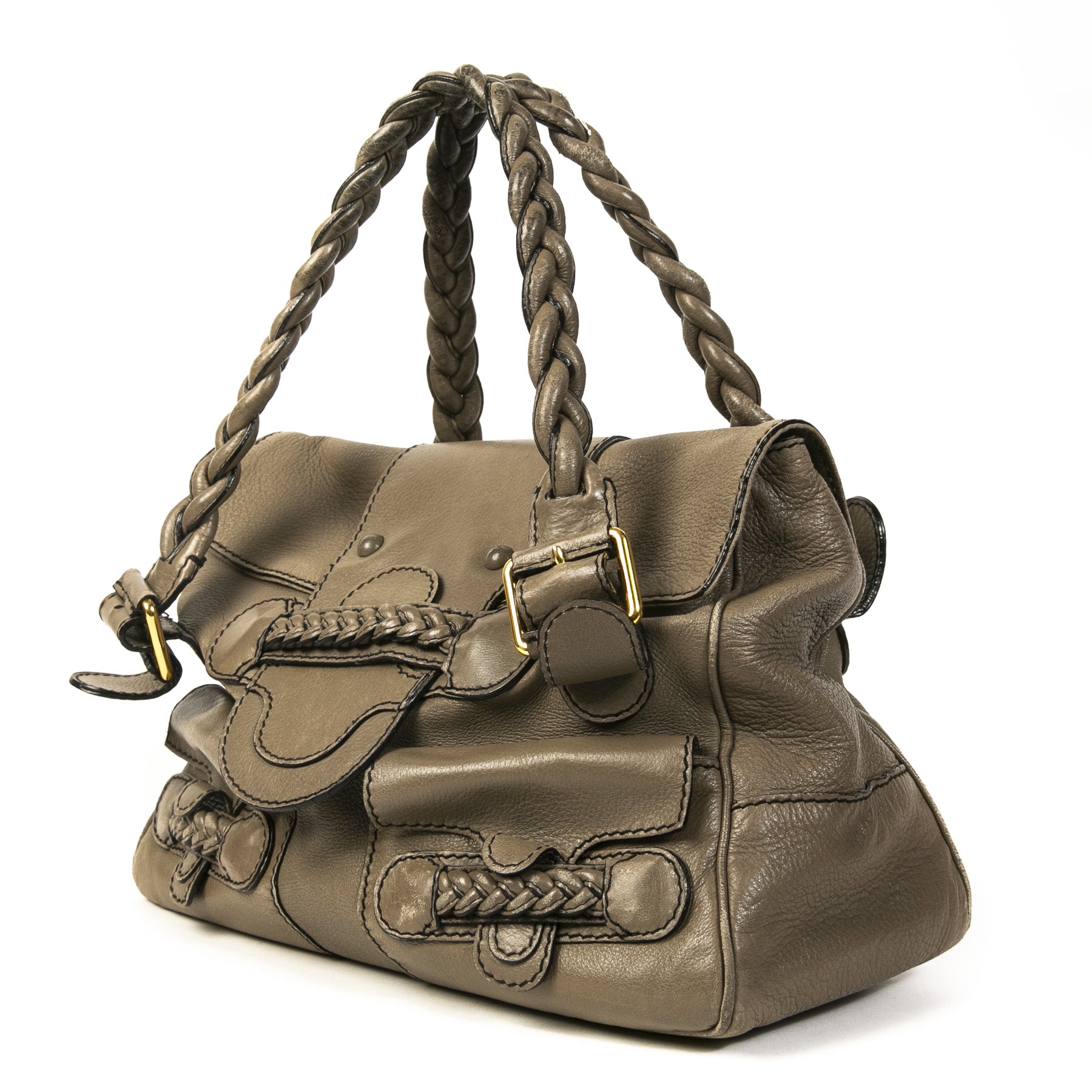 Authentique seconde main vintage Valentino Grey Histoire Shoulder Bag achète en ligne webshop LabelLOV