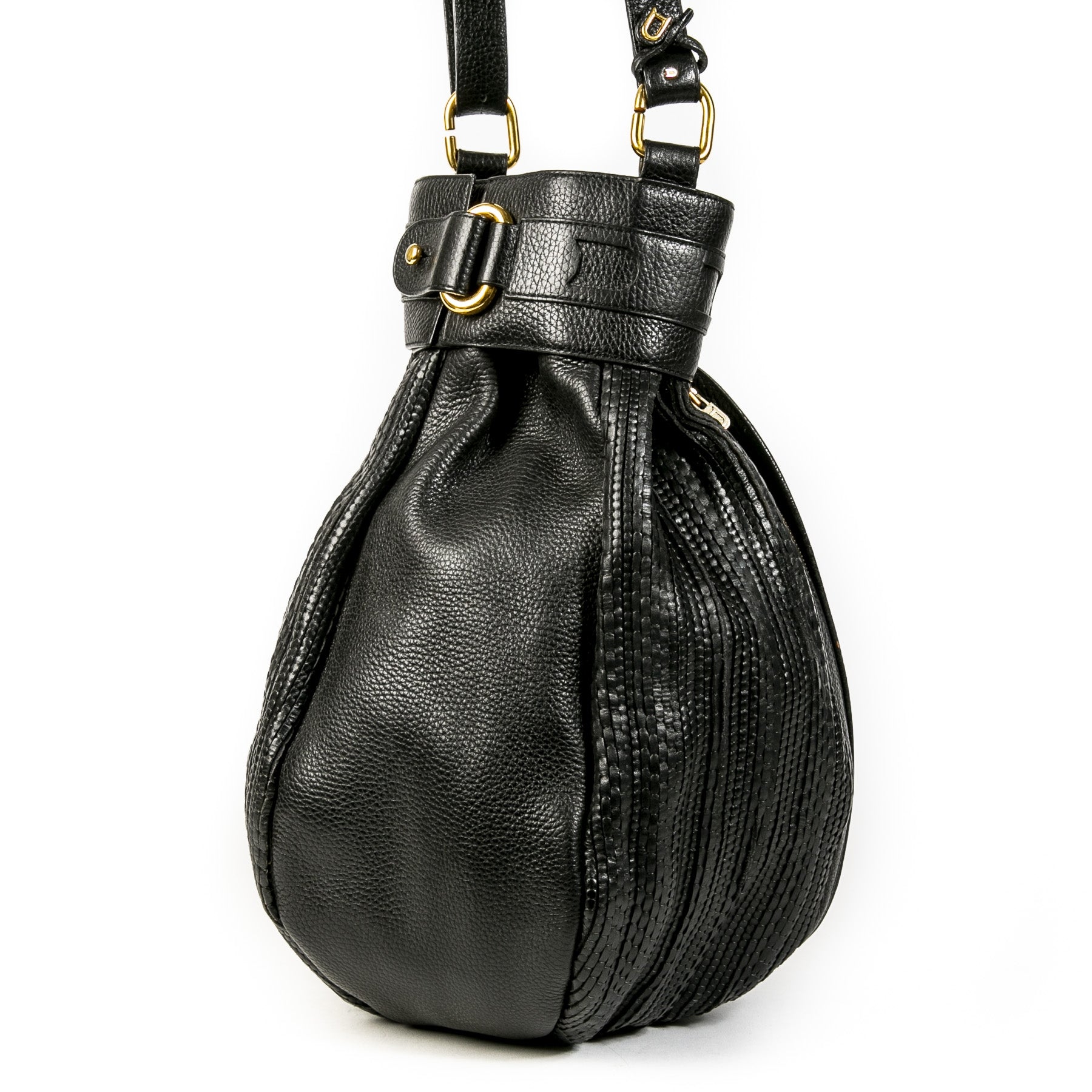 Authentieke tweedehands vintage Delvaux Toile De Cuir Long Bucket Bag koop online webshop LabelLOV