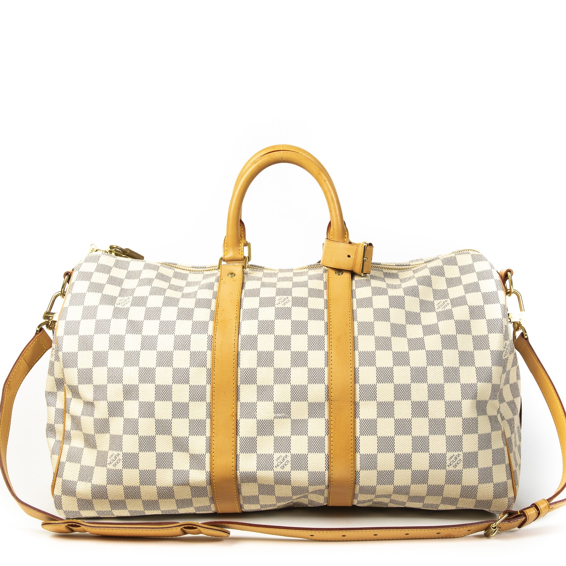 Authentique seconde main vintage Louis Vuitton Keepall Bandoulière Damier Azur 45