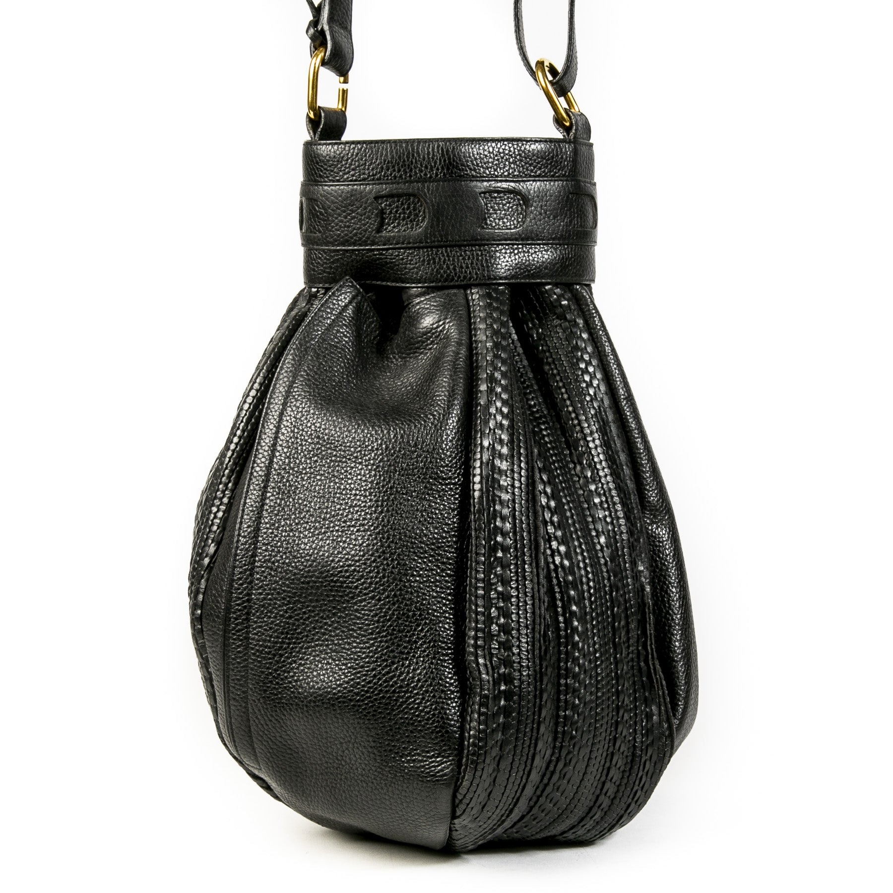 Authentic second-hand vintage Delvaux Toile De Cuir Long Bucket Bag buy online webshop LabelLOV