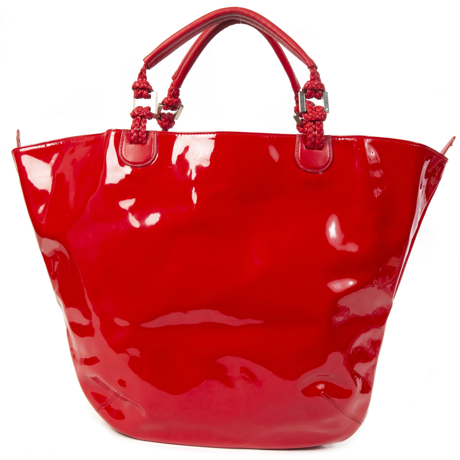 Delvaux Le Louise Red Patent Shoulder Bag