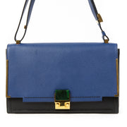 Koop authentieke tweedehands Lanvin Blue New Partition Leather Shoulder Bag juiste prijs veilig online winkelen LabelLOV webshop luxe merken winkelen Antwerpen België mode fashion