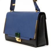 Koop authentieke tweedehands Lanvin Blue New Partition Leather Shoulder Bag juiste prijs veilig online winkelen LabelLOV webshop luxe merken winkelen Antwerpen België mode fashion