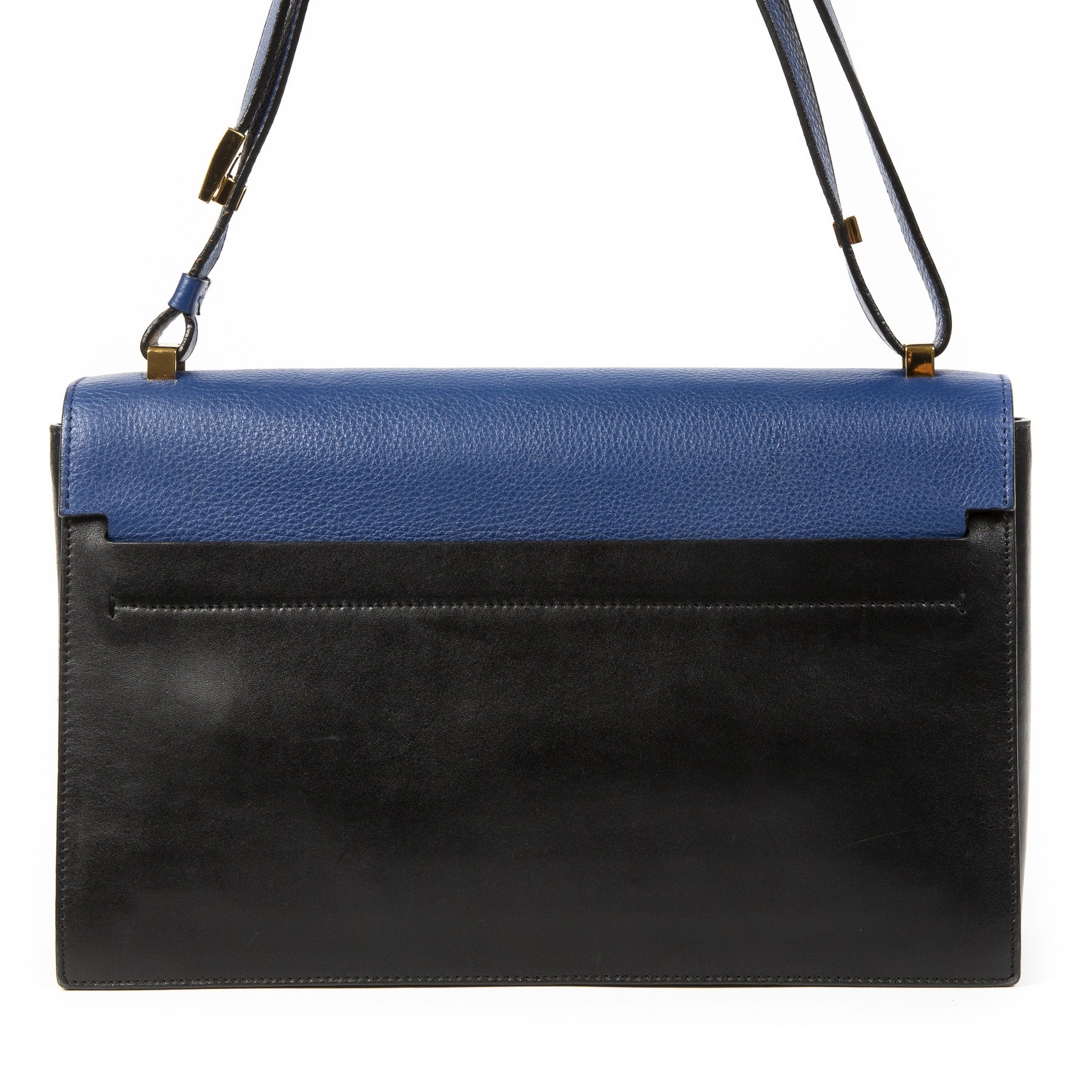 Koop authentieke tweedehands Lanvin Blue New Partition Leather Shoulder Bag juiste prijs veilig online winkelen LabelLOV webshop luxe merken winkelen Antwerpen België mode fashion