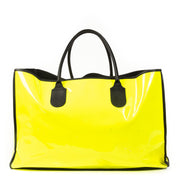Authentique seconde main vintage Delvaux Taxi Vernis Neon Yellow Travel Bag achète en ligne webshop LabelLOV