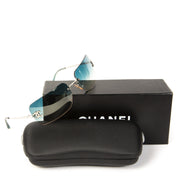 Chanel Blue Rimless Sunglasses Crystal Rhinestone CC