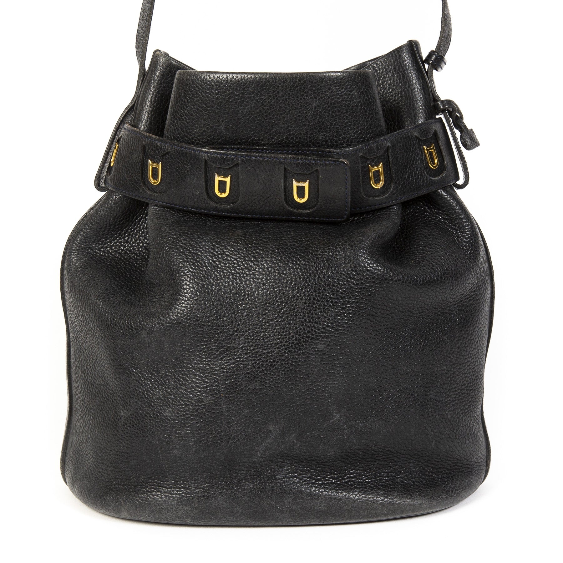 shop safe online secondhand Delvaux Calicot Bucket Bag Navy Blue