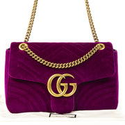 Gucci GG Marmont Medium Fuchsia Velvet Shoulder Bag best price online