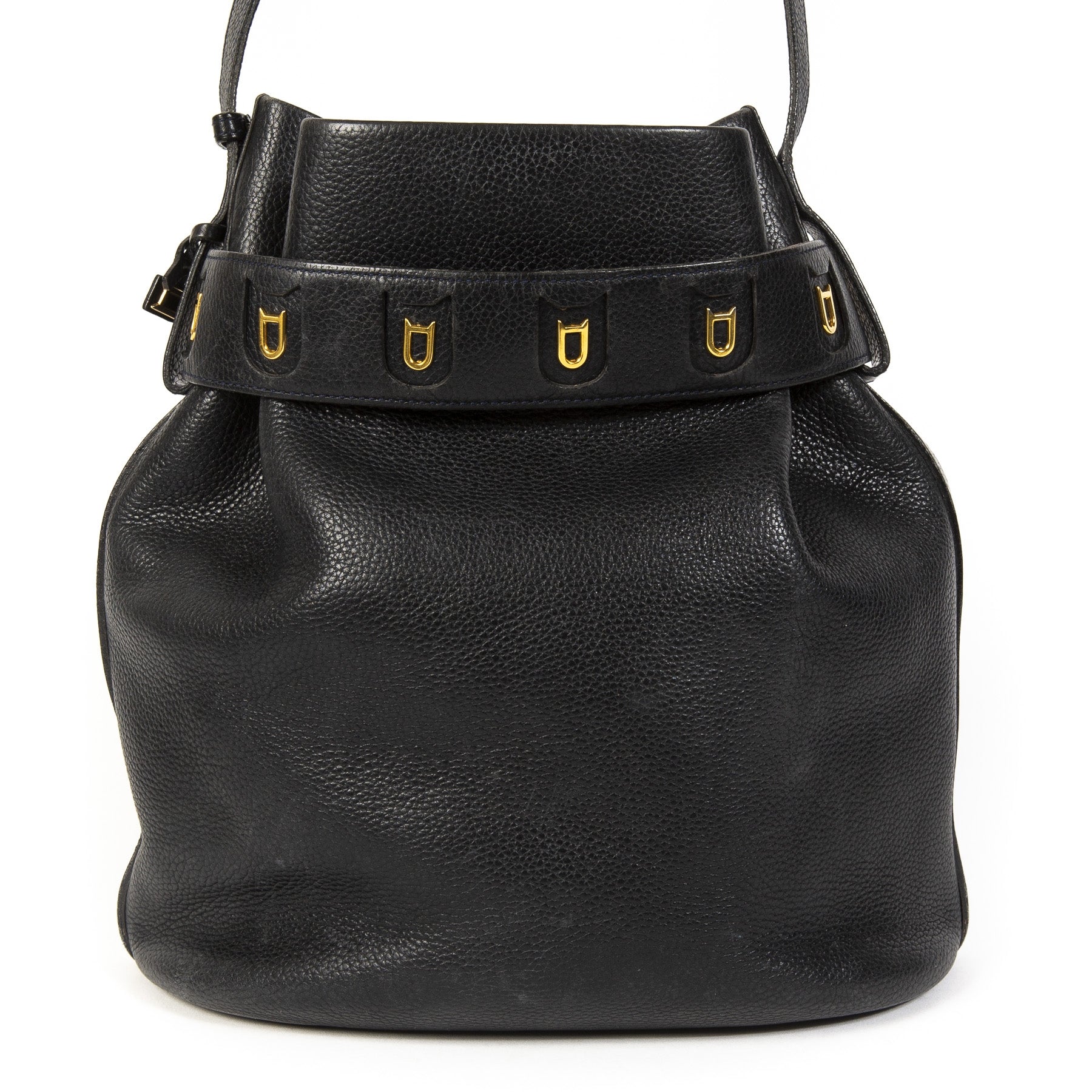 koop online tegen de beste prijs Delvaux Calicot Bucket Bag Navy Blue