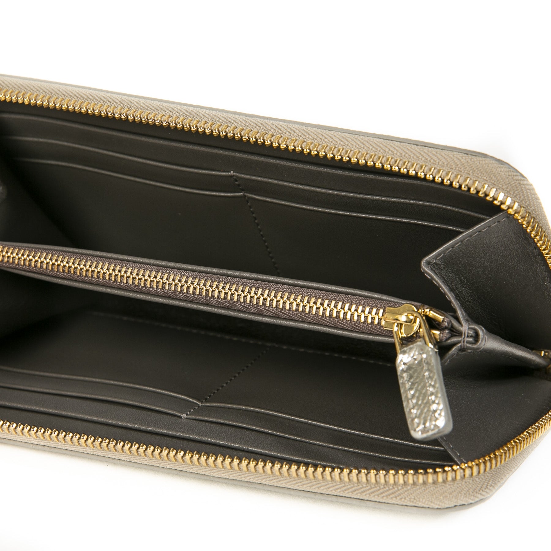 Bulgari Silver Metallic Zip Around Wallet