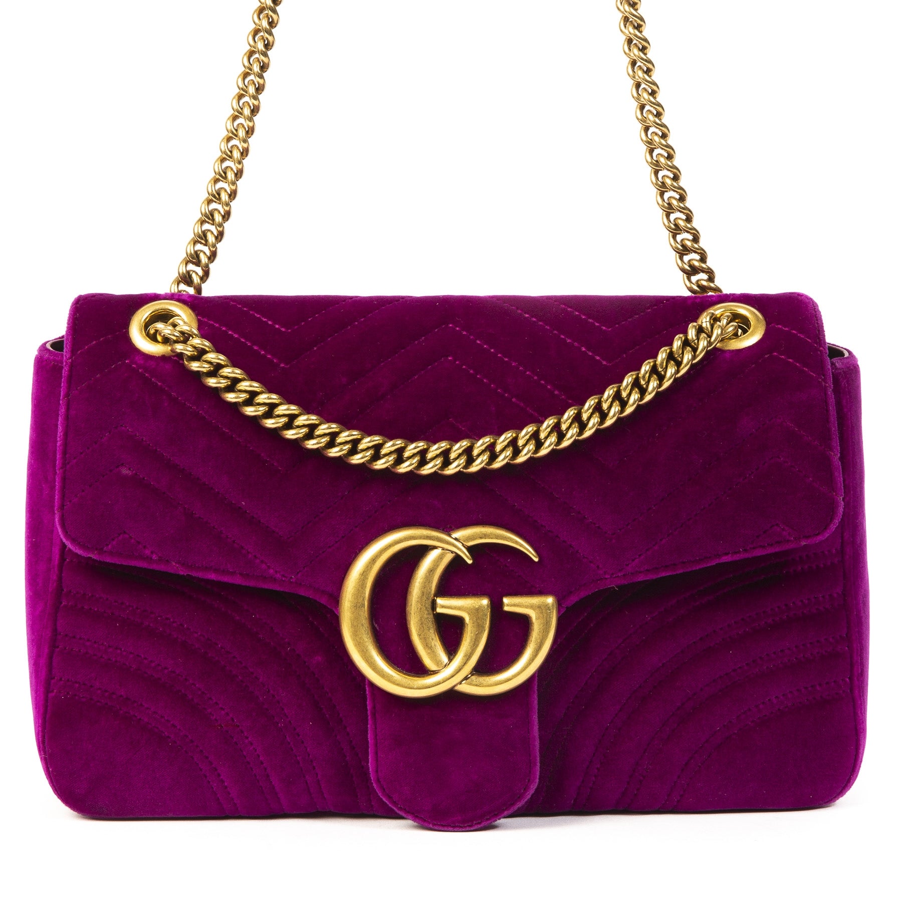 Gucci GG Marmont Medium Fuchsia Fluweel Schoudertas