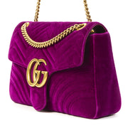 Gucci GG Marmont Medium Fuchsia Velvet Shoulder Bag