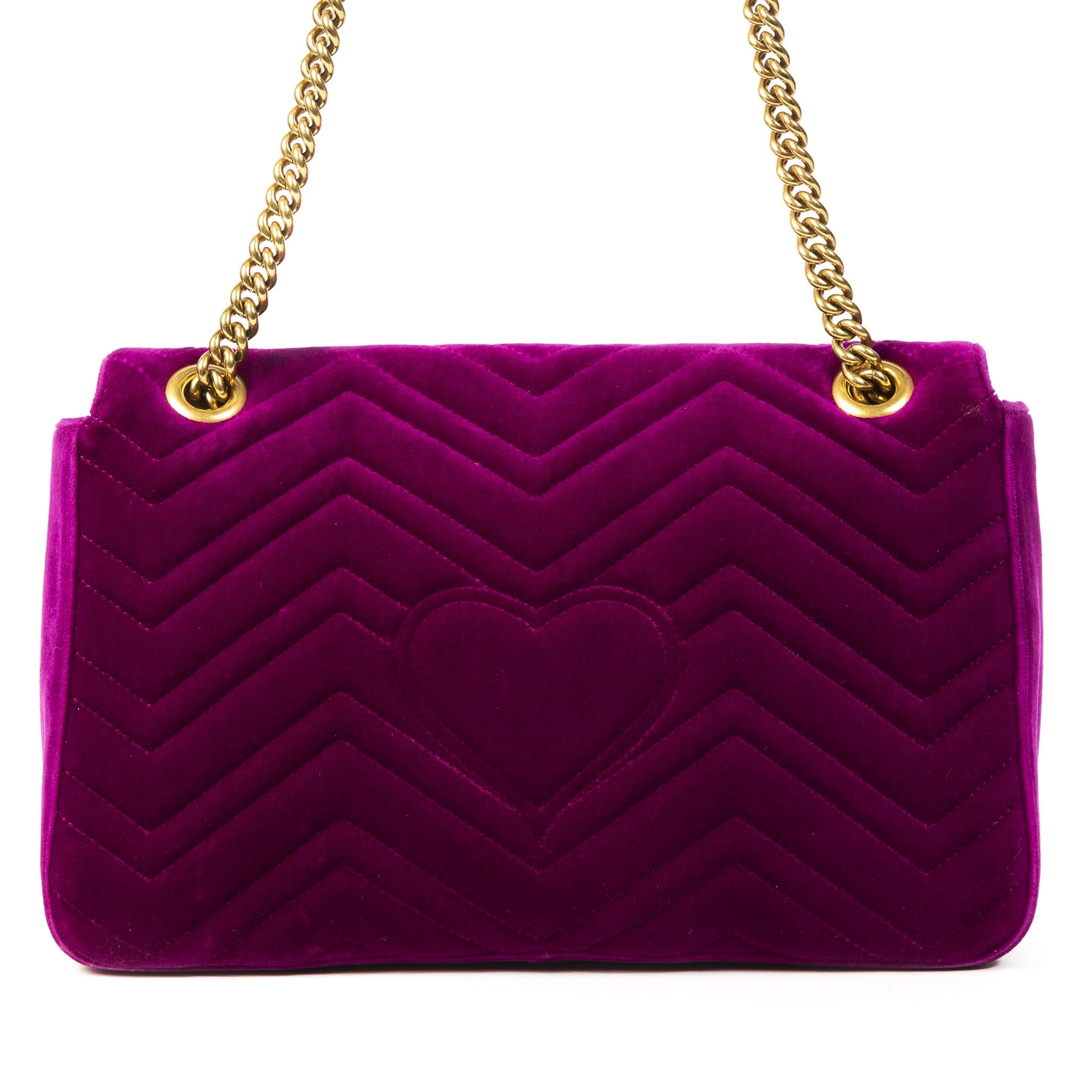 Gucci GG Marmont Medium Fuchsia Velvet Shoulder Bag for the best price at labellov secondhand luxury