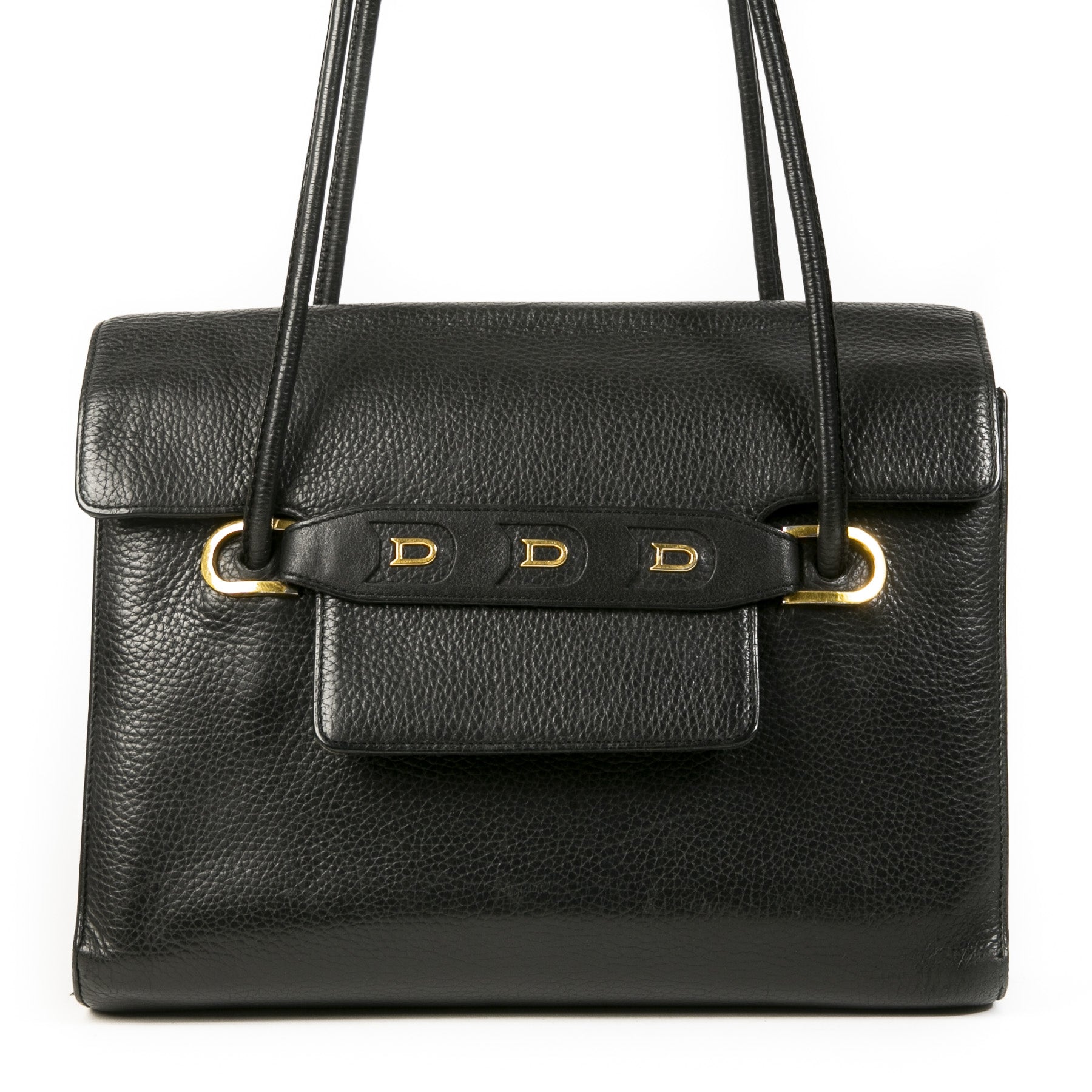 Authentique seconde main vintage Delvaux Black D Crossbody Bag achète en ligne webshop LabelLOV