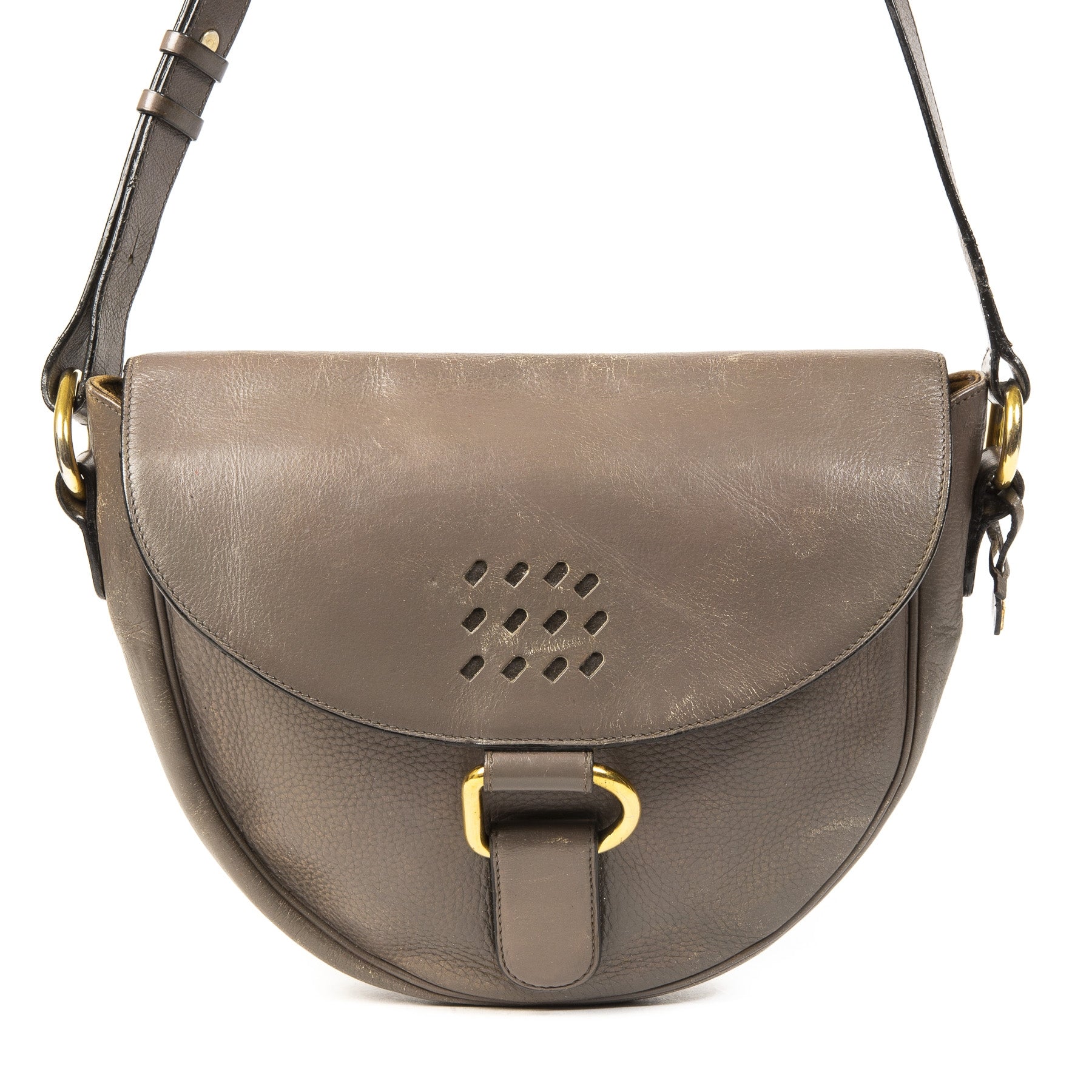 Koop authentieke tweedehands Delvaux taupe leather shoulder bag juiste prijs veilig online winkelen LabelLOV webshop luxe merken winkelen Antwerpen België mode fashion
