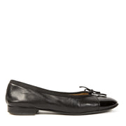 Chanel Black Leather Cap-Toe Ballerina Flats