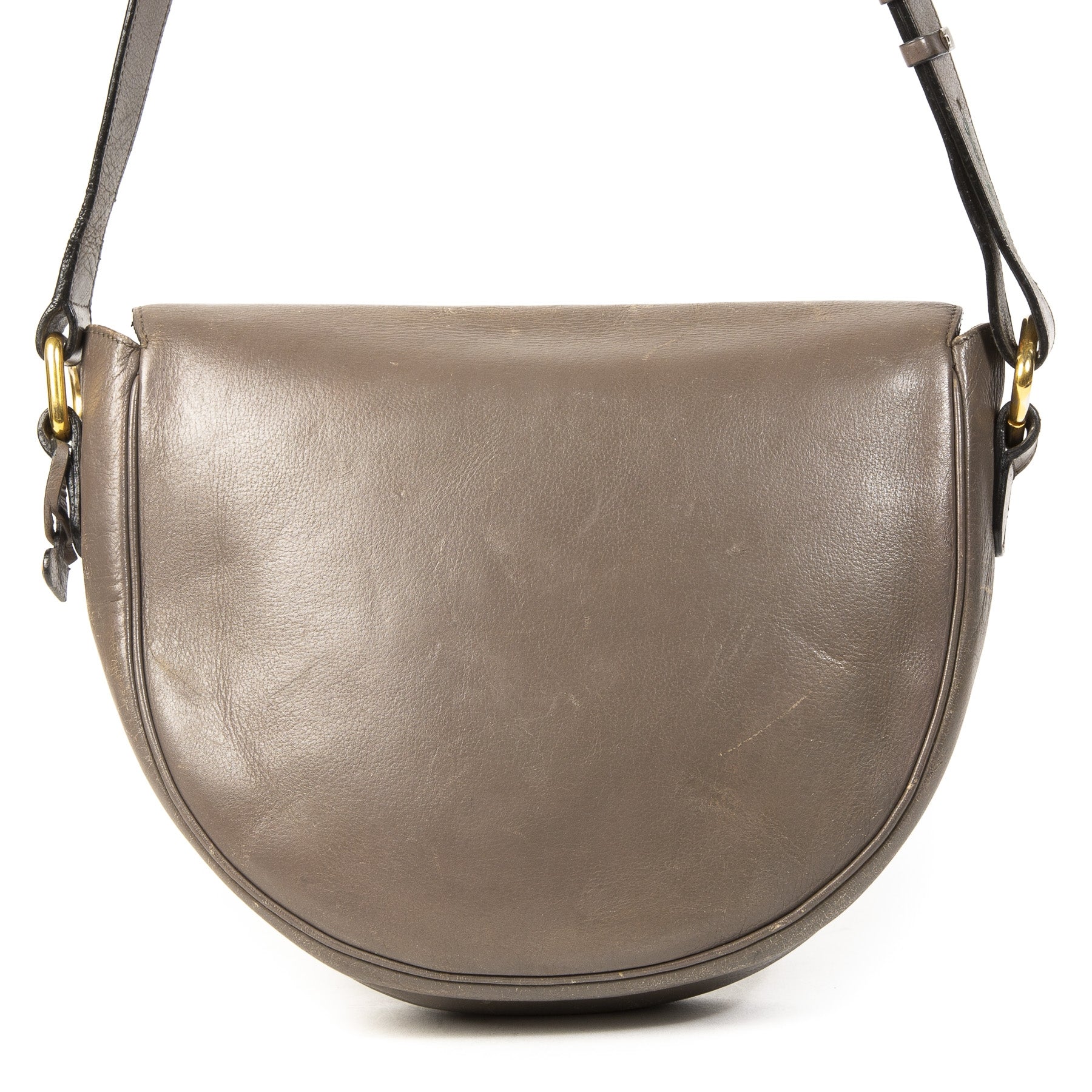 Koop authentieke tweedehands Delvaux taupe leather shoulder bag juiste prijs veilig online winkelen LabelLOV webshop luxe merken winkelen Antwerpen België mode fashion