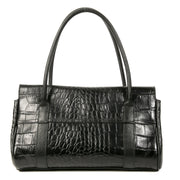Authentieke tweedehands vintage Mulberry Black Croc Embossed Bayswater East West Bag at online webshop LabelLOV