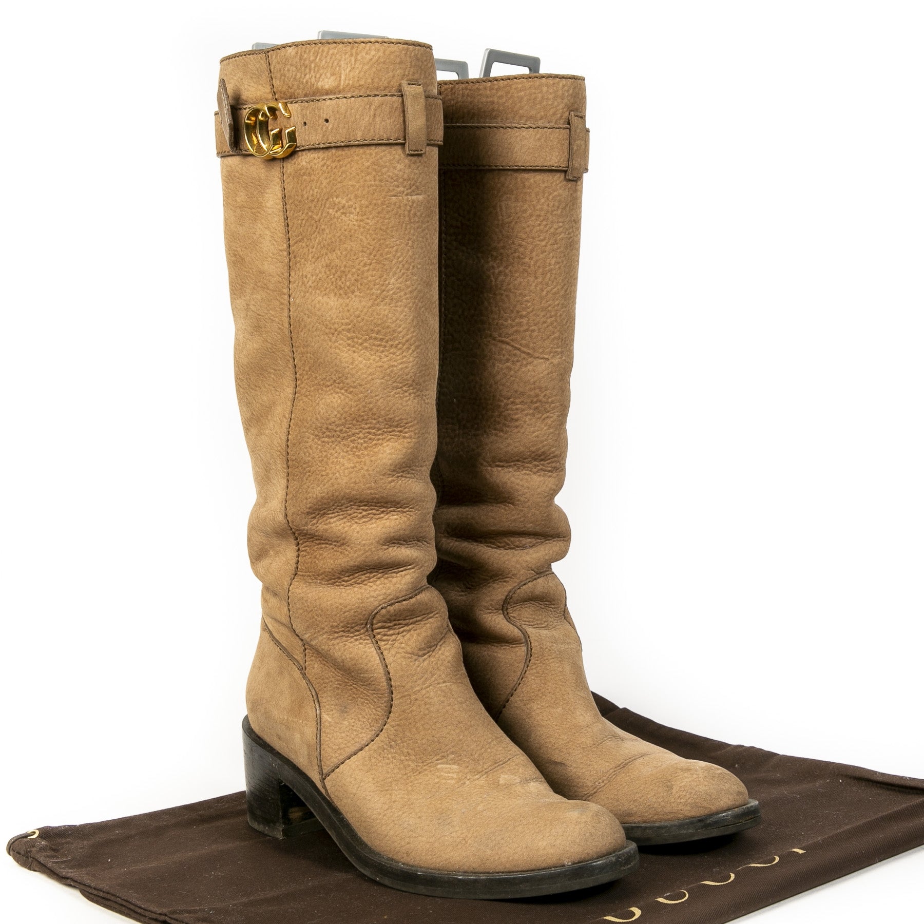 Authentieke Tweedehands Gucci Leather GG Boots juiste prijs veilig online shoppen luxe merken webshop winkelen Antwerpen België mode fashion