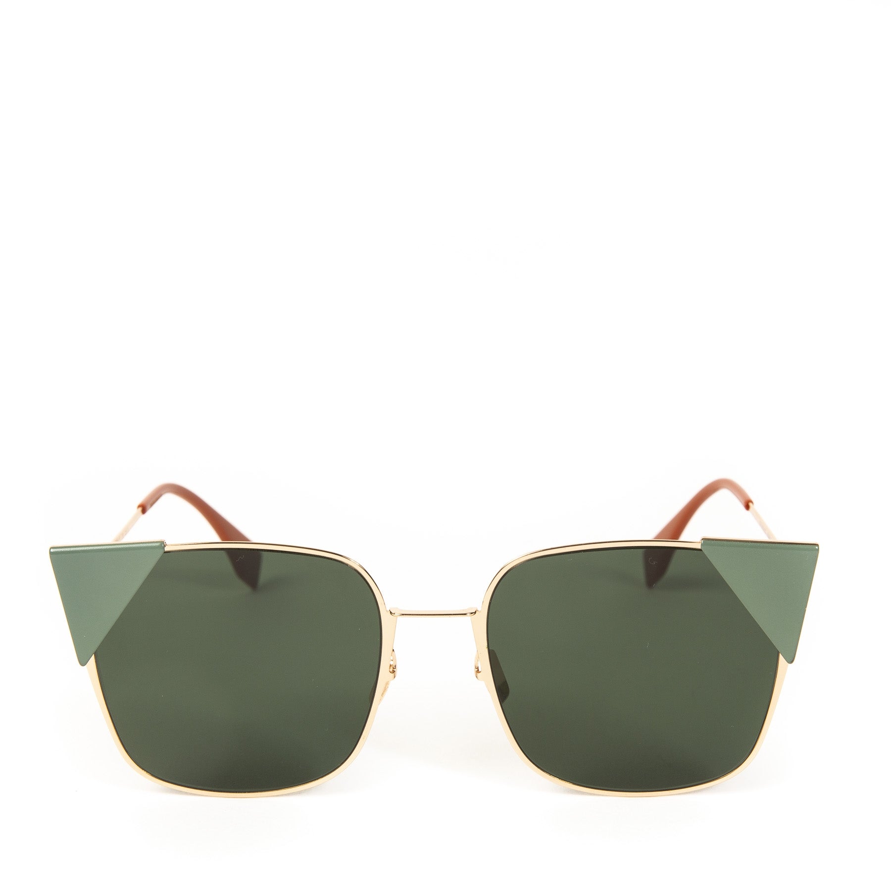 Authentic second-hand vintage Fendi Green Rose Gold Iridia Sunglasses buy online webshop LabelLOV