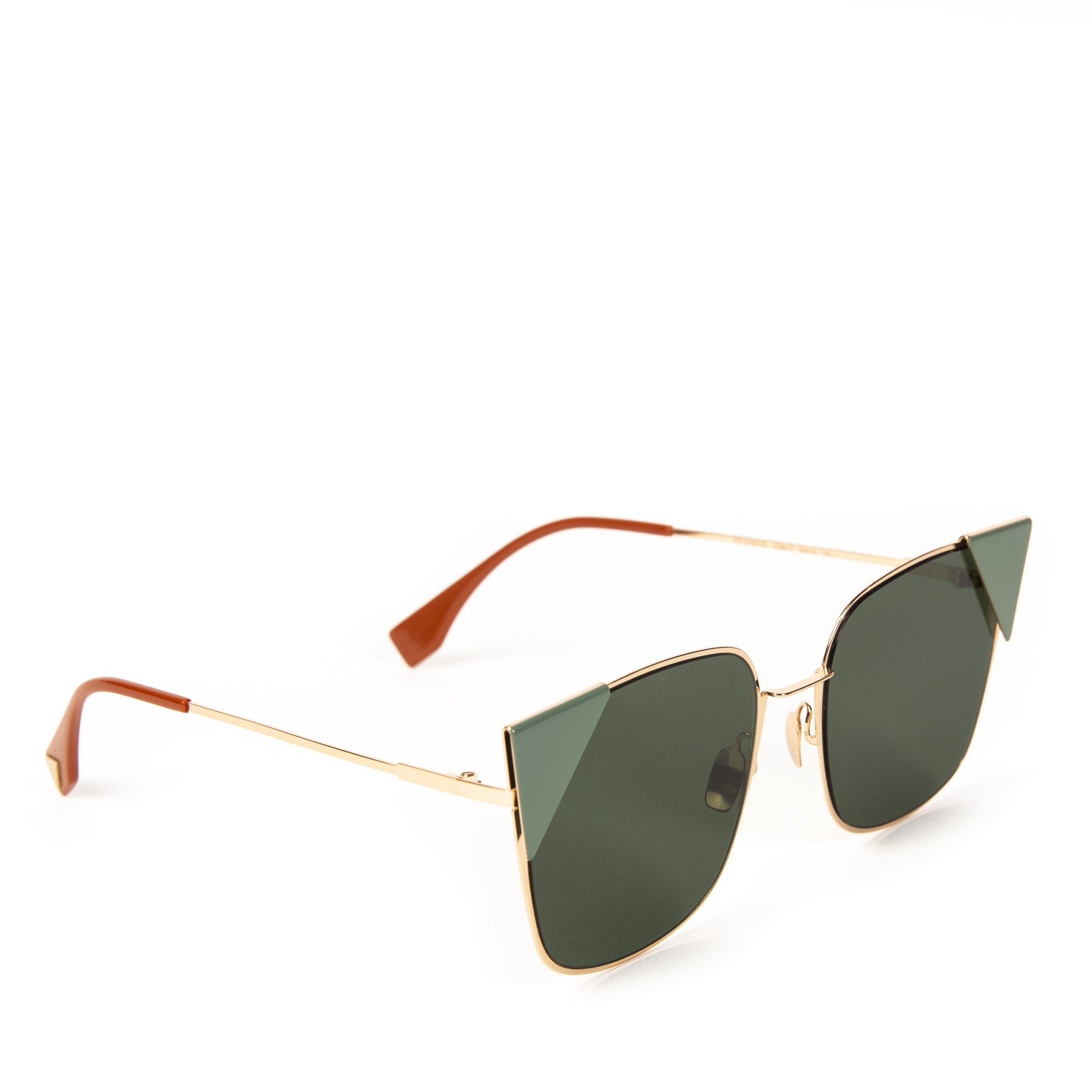 Authentieke tweedehands vintage Fendi Green Rose Gold Iridia Sunglasses koop online webshop LabelLOV